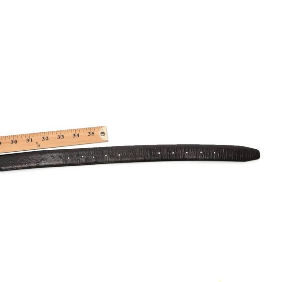 AVANTI Ostrich Embossed Leather Belt Black Silver Gold Buckle Retro Classic - Picture 9 of 12
